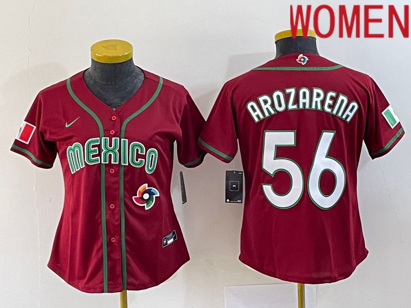 Women 2023 World Cub Mexico 56 Arozarena Red Nike MLB Jersey11